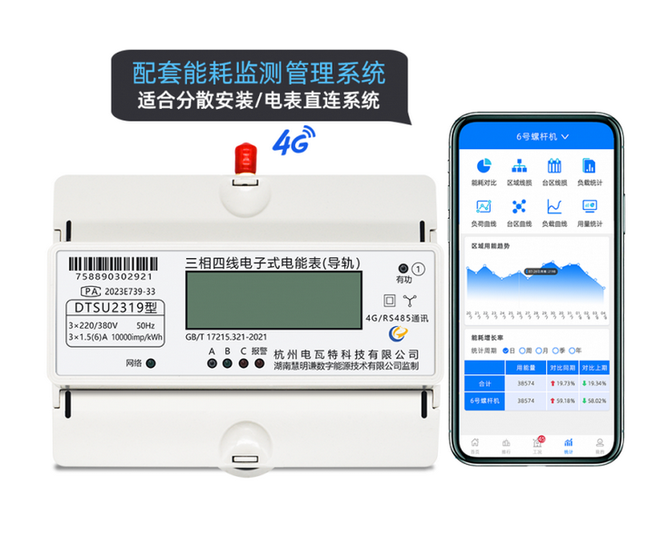 電瓦特DTSU2319三相四線4G通訊電子式導(dǎo)軌表